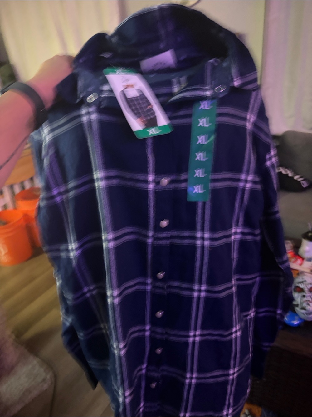 Jachs Navy Blue Plaid Button-Down Shirt